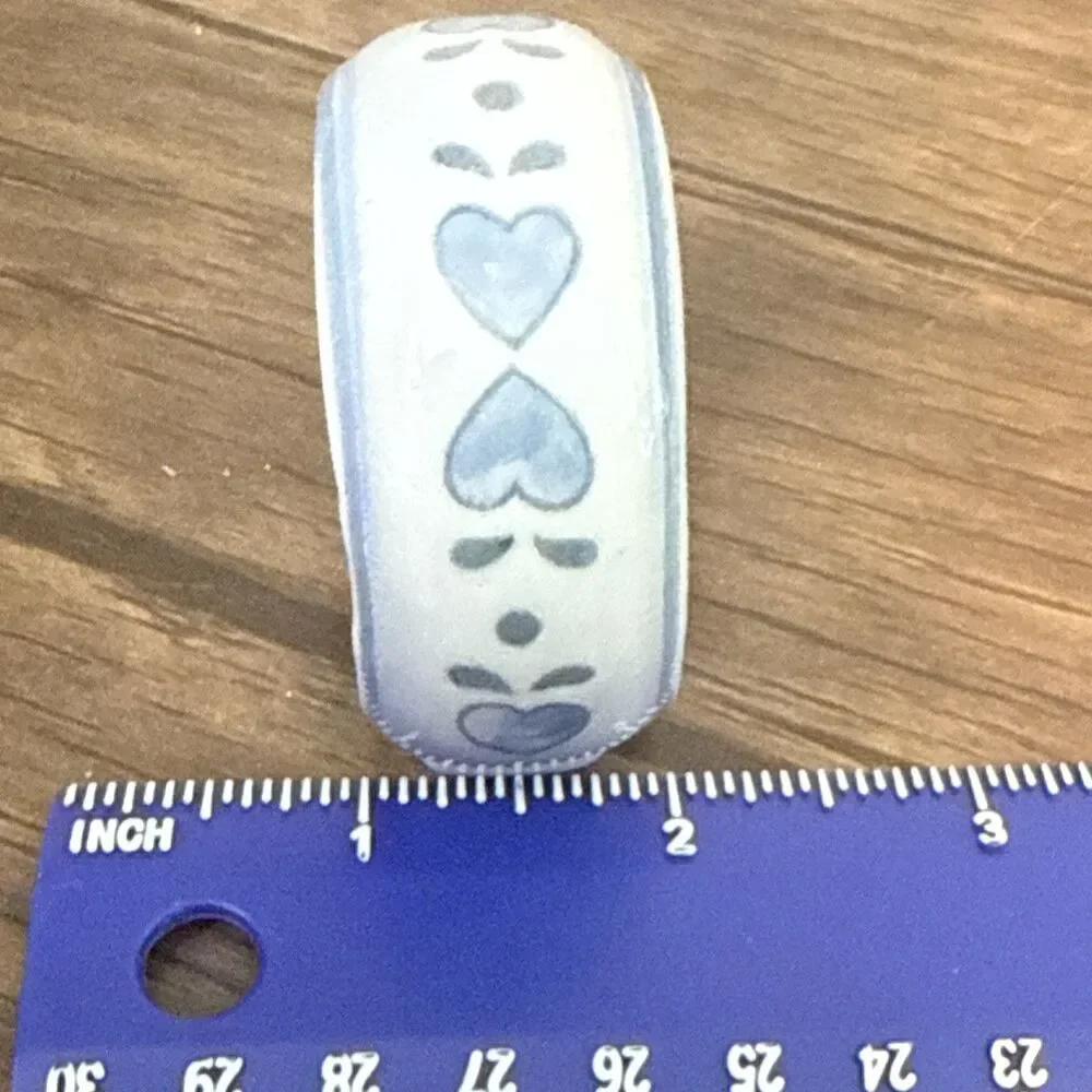 Vintage Ceramic Hand Painted Footed Napkin Rings (4) | Blue & White